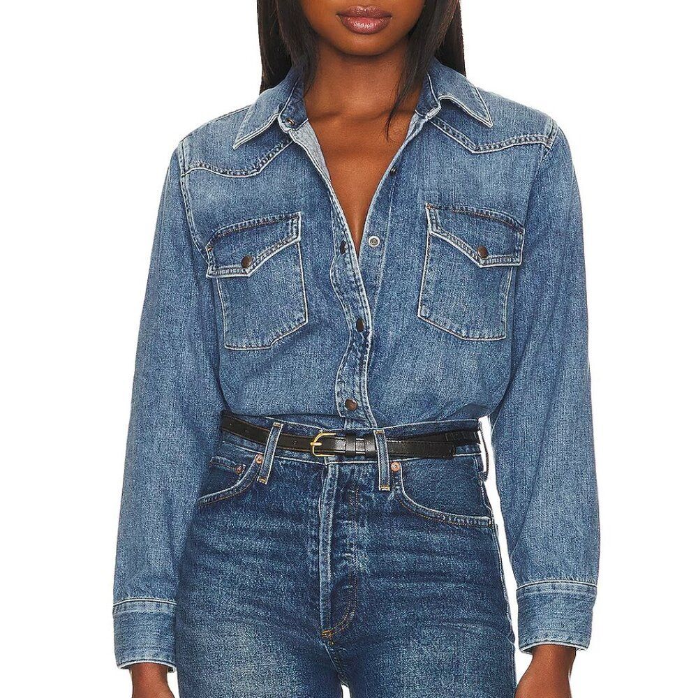 Agolde Glinda Snap Button Up Shirt XS